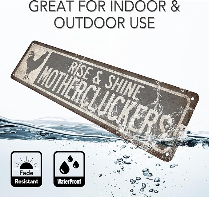 Rise & Shine Mothercluckers Chicken Coop Sign - Made In USA - Chicken Décor Rooster Farmhouse Décor Outdoor Signs For Ranch 104180017018