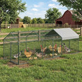 120"x 40"x 40" Large Metal Chicken Coop, Walk-in Chicken Run with Waterproof and Anti-UV Cover, Outdoor Poultry Cage with 3 Doors for Hen Rabbit Duck Goose, Sliver