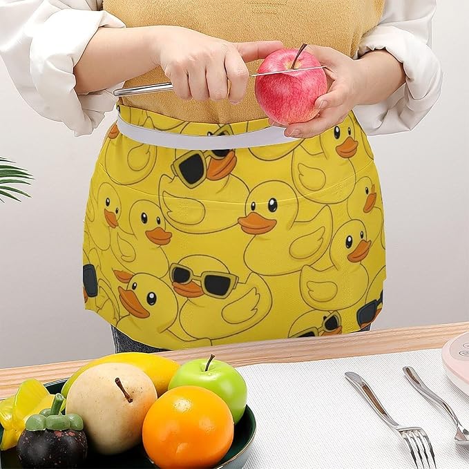 Server Apron with 3 Pockets Waist Waiter Waitress Half Apron Short Aprons
