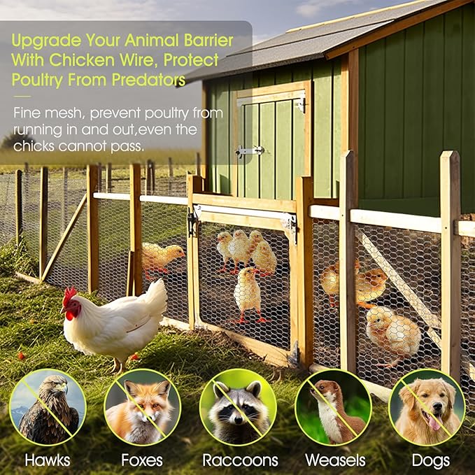 Chicken Wire Fencing, 24 Rifny 16.5 Inch x 60 Feet Chicken Wire Mesh Roll for Garden Plants, 1 Inch Mesh Hexagonal Galvanized Metal Poultry Wire Netting for Chicken Coop Rabbit Dogs Barrier