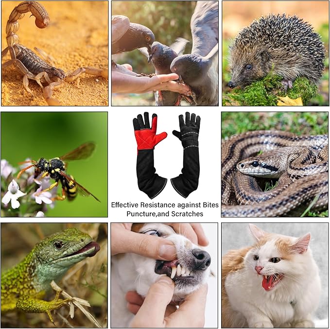 Animal Handing Gloves Bite Proof,Leather Welding Gloves,Multipurpose Puncture Proof Glove for Dog,Cat,Reptile,Snake