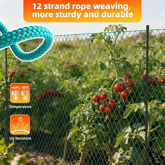 Temporary Garden Fence Kit with Garden Poles,3.1'H x 80'L Plastic Mesh,Windbreak Rope and Ground Stakes,Portable Poultry Fencing for Outdoor Animals,Snow Fence with Fencing Roll for Yards
