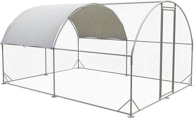 Large Metal Chicken Coop,Outdoor Chicken Coop Run Chicken Shelter with Water-Resident and Anti-UV Cover,Dome Roof Walk-in Poultry Cage Duck Rabbit House for Outside,Backyard and Farm,9'x13'x6.5'