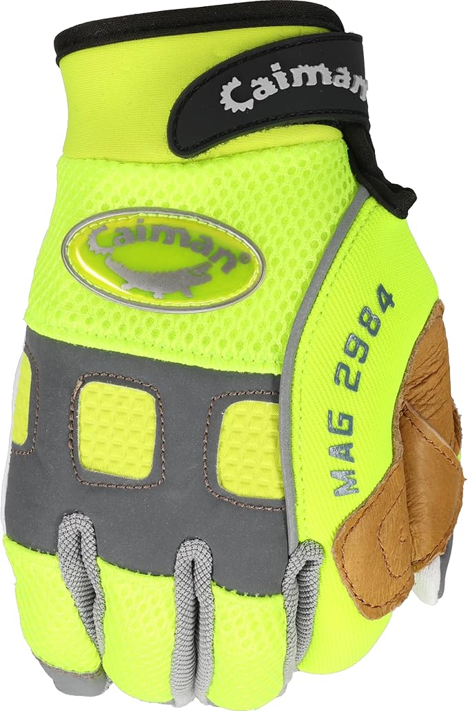 Caiman MAG, Multi-Activity Glove with Goat Grain Leather Patch Palm, Hi-Vis AirMesh Back, Pinch'd-Tip Fingers, Neoprene Knuckle, High-Vis Yellow/Gold, 2X-Large (2984-7)