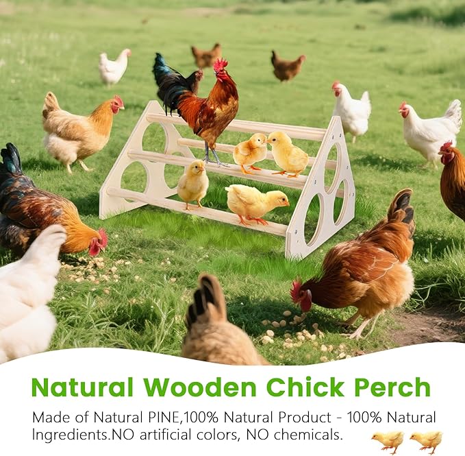2Set Wooden Chick Perch, Chicken Rocking Roosting Bar, Chicken Perches Roosting Bar for Chicks, Birds, Parrots