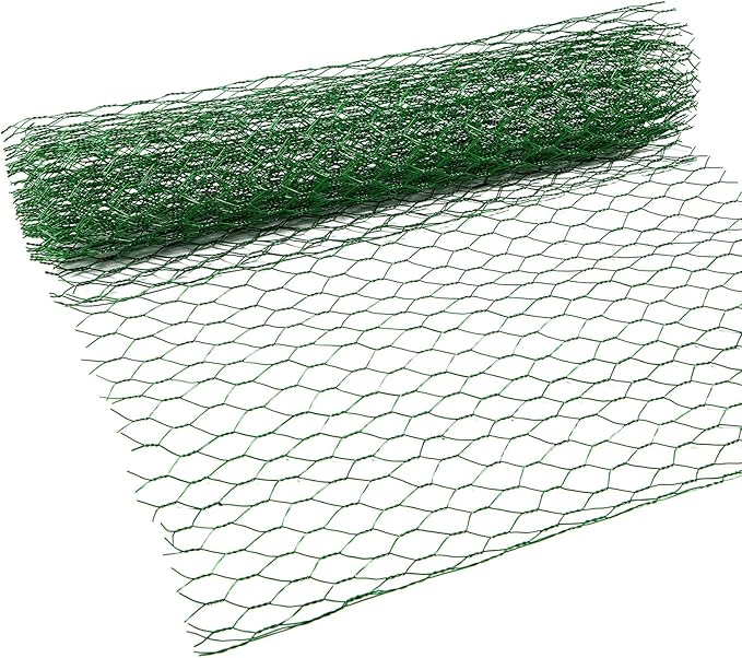 SATINIOR Chicken Wire Fencing 13.7 x 80 Inches Chicken Wire Frame Mesh for Floral Arrangements Fence Garden Poultry Netting Galvanized Hexagonal Metal Roll for Craft Work Garden (Green)