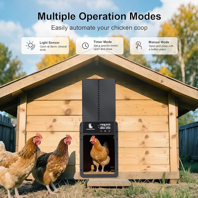 Automatic Chicken Coop Door with Anti-Pinch,Chicken Coop Door Solar Powered with LCD Screen,Electric Auto Chicken Coop Door with Timer&Light Sensor Chicken Door,Aluminum Automatic Chicken Door Opener