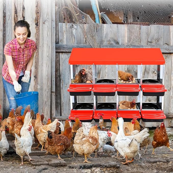 Nesting Boxes for Chickens - 8-Hole Chicken Nesting Boxes for Laying Eggs,Chicken Nesting Box with Lockable Lid - Secure Egg Laying Box for Farm & Backyard - Easy Egg Collection & Protection