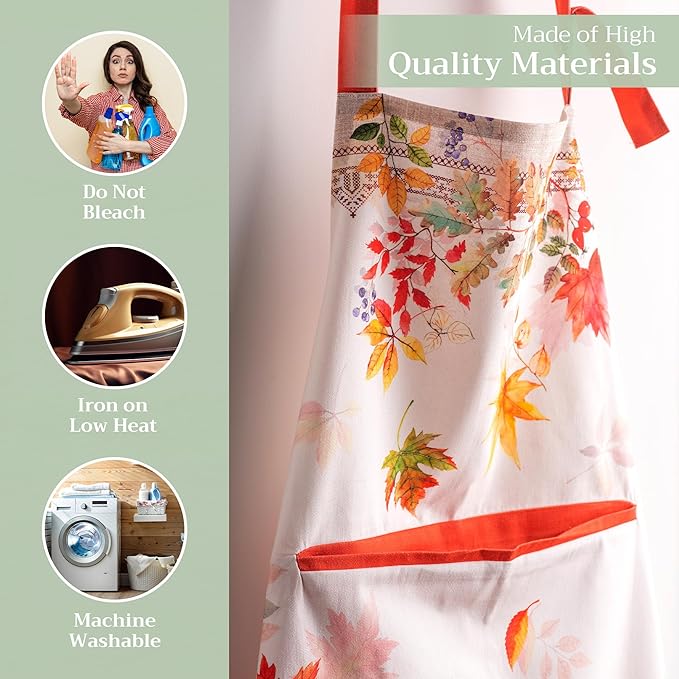 Maison d' Hermine 100% Cotton Apron for women with Pocket Kitchen Chef Apron for Men Cooking Easter Decorations