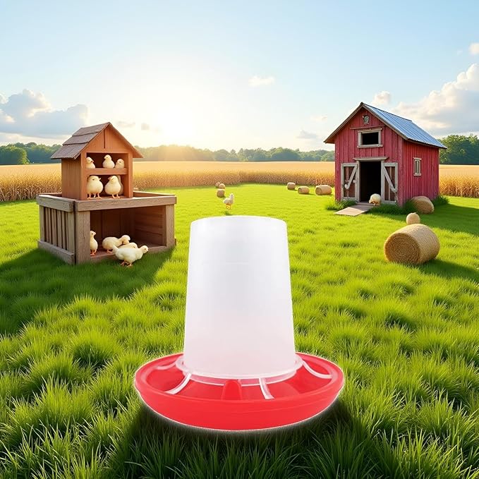 Chicken Feeder and Waterer Set Bird Small Poultry Feeder Flip Top Bird Small Poultry Feeding for Pigeon Chick Drinker Duckling Quail Feeding Dispenser,Poultry Feeding Supplies (5.4Ounce,Red)