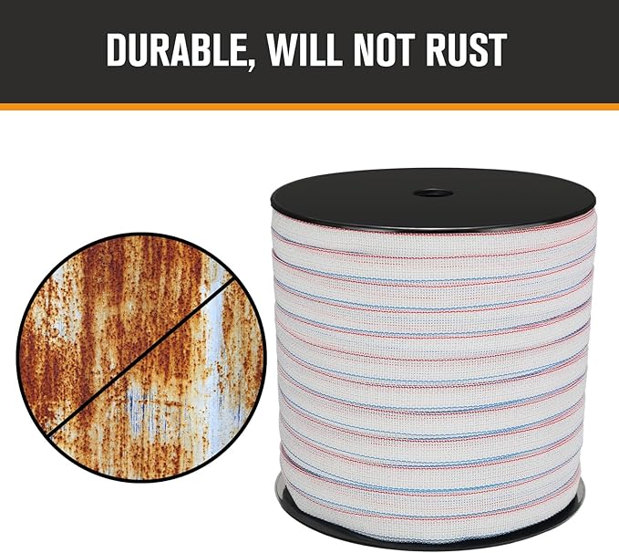 1 Roll 3/4 Inch x 1313 ft Electric Fence Tape for Livestock Polytape Fencing Horse Fence with High Visibility