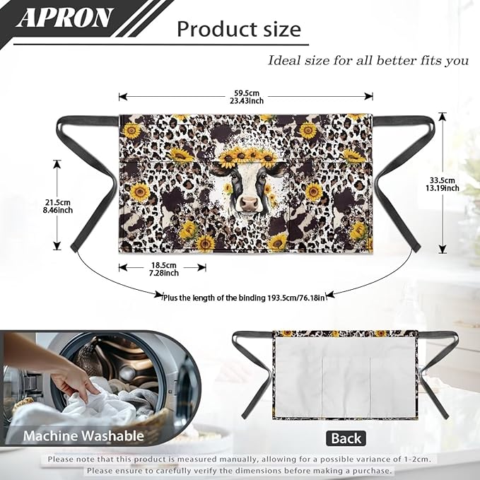 Waist Apron with 3 Pockets Waterproof 13 Inch Short Half Waist Aprons Women Men Server Aprons Waitress Waiter Apron