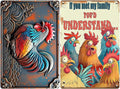 2 PCS Chicken Vintage 3D Funny Metal Tin Sign Rooster Familys Wall Art Decor Retro Artistic Poster Plaque Decoration for Farms Yard Home Bar Cafe Kitchen Thoughtful Gift for Chicken Lovers 8×12 Inches