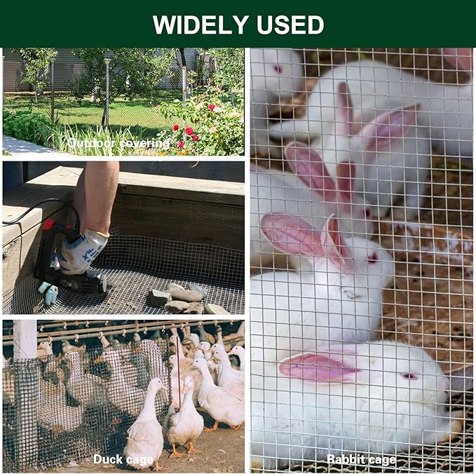1/8 Inch Hardware Cloth 12'' x 10' 27 Gauge Hot Dip Galvanized Welded Wire Mesh for Chicken House/Coop Fencing, Animal Cage Netting, Bee Swarm Protection Netting and Poultry Enclosures