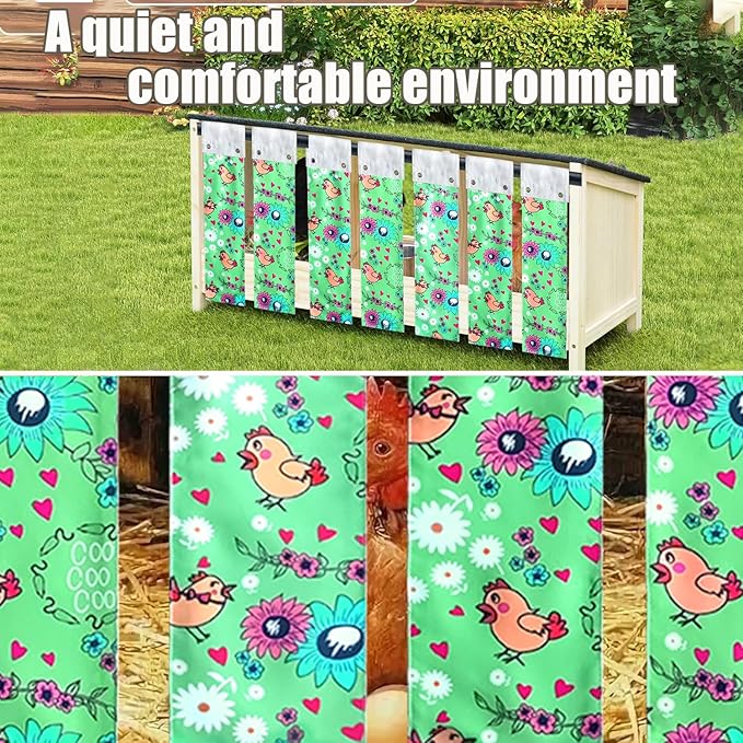 Chicken Nest Box Curtains - Home Partition Curtain for Laying Eggs - Wind, Rain, Light Protection - Prevent Disturbance - Easy Button Closure (Green)