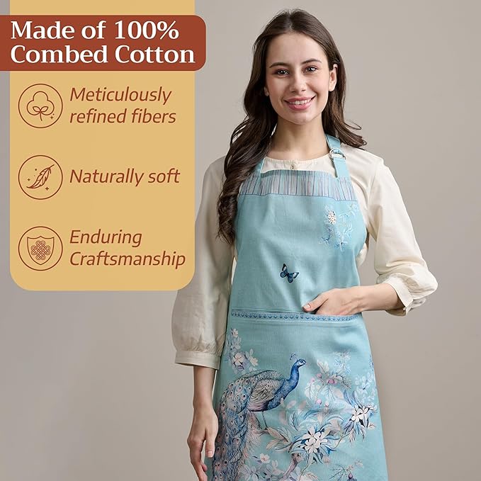 Maison d' Hermine 100% Cotton Apron for women with Pocket Kitchen Chef Apron for Men Cooking Easter Decorations