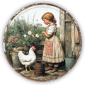 Funny Girl Chicken Rustic Round Garden Metal Signs Vintage Tin Sign Retro Wall Wreath Decor for Home Garden Yard Bar Cafe Farmhouse Garage Indoor Outdoor 8 Inch