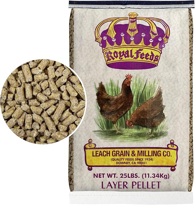 LEACH GRAIN & MILLING CO. 16% Protein Layer Pellets 25 lbs - Chicken Food for Laying Hens, Premium Feed for Chicken, Duck & Game Bird, Support Healthy Shells & Complete Daily Nutrition for Your Hens