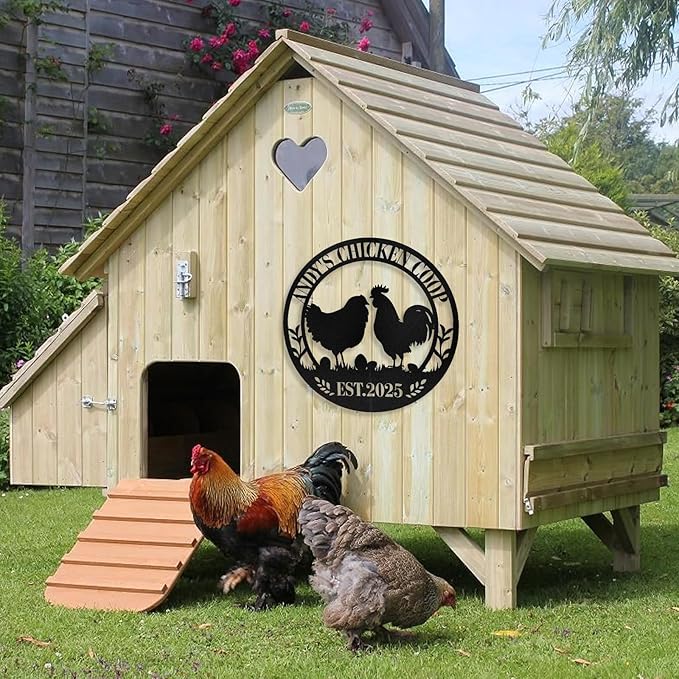 Personalized Chicken Coop Signs, Metal Funny Farm Decor, Chicken Coop Accessories, Metal Outdoor Wall Art, Custom Hen House Sign, Rustic Farmhouse Wall Decor for Farm Yard Garden Color06
