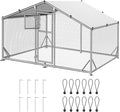 10x6.5 FT Metal Chicken Coop, Functional Split Door Chicken Coop Run with Cover & Hardware Cloth,Heavy Duty Chicken Pen with Aluminum Frame, Easy Setup Animal Run for Hen, Duck, Goat