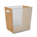 2 Gallon Bamboo-Wooden Trash Can - Rustic Office Waste Paper Basket - Decorative Garbage Bin for Bedroom, Bathroom, Kitchen, Living Room