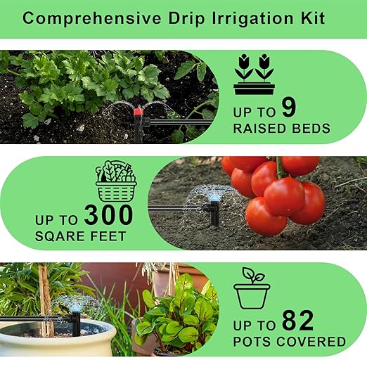 Drip Irrigation System Kit – 2026 New Quick-Connect Automatic Watering & Misting System with 48FT 1/2" Tubing, Large Coverage & Water-Saving for Greenhouses, Lawns, Gardens, Raised Beds