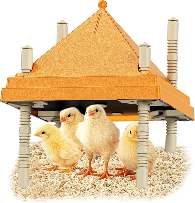 Brooder Plate for Chicks,10" x 10" Heat Plate for Chicks with Triangular Cone Anti-Perch Design（Orange）