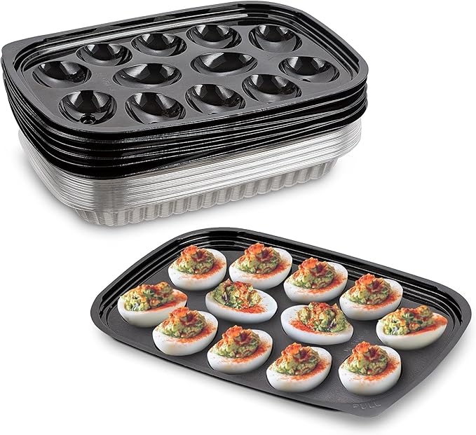 MT Products Clear Deviled Egg Containers Holds 12 Eggs 10.2" x 7.4" x 1" - Durable Egg Platter Tray (Pack of 12) - Made in the USA