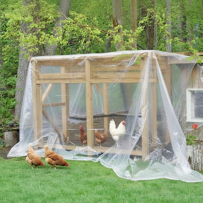 6 Pcs 6x8 ft Clear Tarp with Grommets Heavy Duty Transparent Tarp Waterproof 8mil Green House Cover with Rope for Plant Garden Patio Chicken Coop Porch (Classic Style)