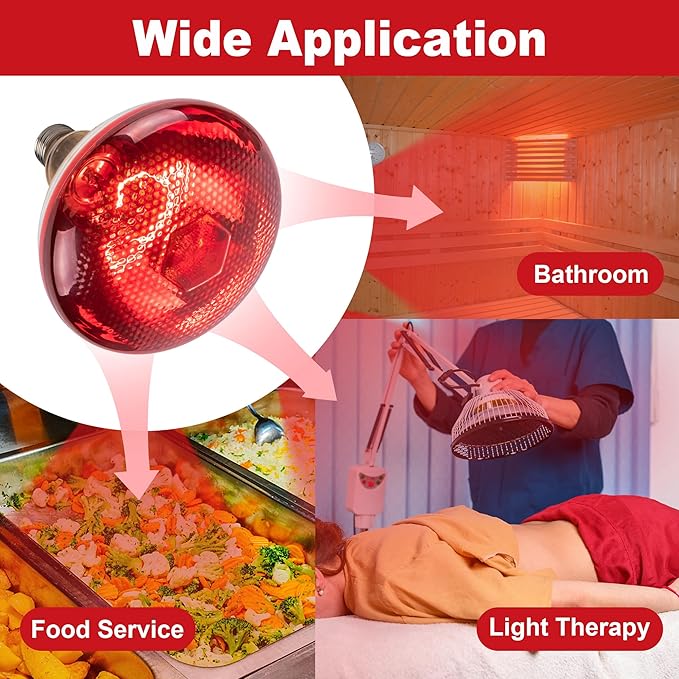 4 Pack 250W Chicken Heat Lamp Bulbs, PAR38 Red Heat Lamp for Chicks, Infrared Reflector Heating Bulbs for Brooder Heater, Infrared Heat Lamp for Pet, Bathroom, Food