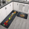 Roszwtit Artistic and Colorful Kitchen Rugs and Mats Set of 2, Spicy Art Non-Slip Backing Kitchen Rugs, Cooking Sets Low-Profile Washable Floor Mat for Home Kitchen Decor - 17x29 and 17x47 Inch