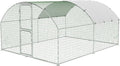 Large Metal Chicken Coop, Walk-in Poultry Cage, Chicken Run Pen House with Waterproof & Anti-Ultraviolet Cover Chicken Coop Run with Double Lockable Doors for Outdoor and Backyard 9.8 x 13.1X 6.6ft