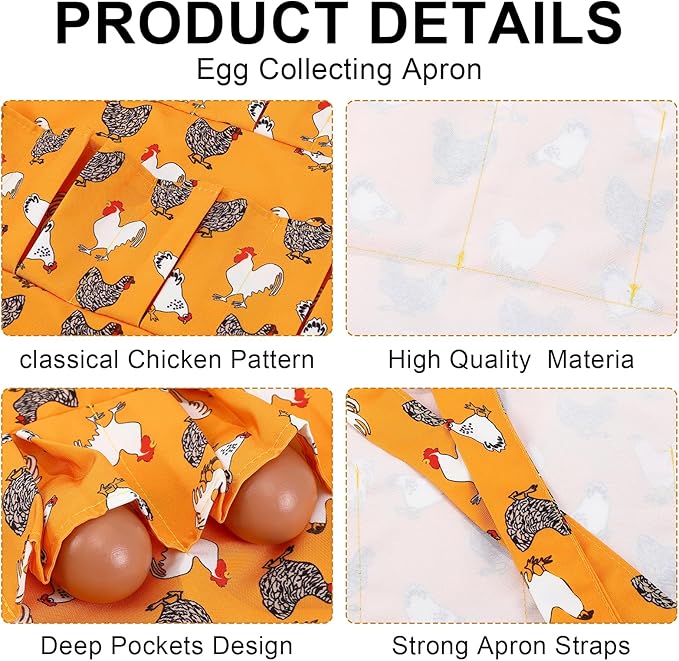Egg Collecting Apron, 12 Pouches Chicken Egg Apron, Farmhouse Aprons for Chicken, Duck, Goose, Poultry Collection
