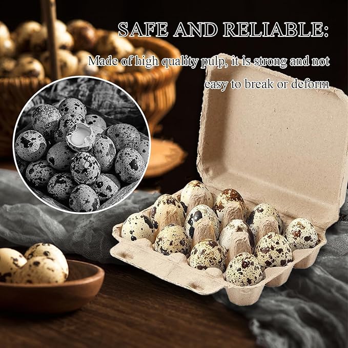 20Pcs Quail Egg Cartons,Natural Color Pulp Paper Dozen Egg Box,12 Count Eggs Cartons Cheap Bulk,Reusable Quail Eggs Bulk Carton Trays for Home Kitchen Refrigerator Farmhouse