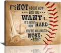 Baseball Wall Art Inspirational Sport Theme Wall Decor Motivational Quotes Pictures Canvas Prints Artwork Baseball Decor For Boys Room Playroom Bedroom Gym Framed 20"x16"