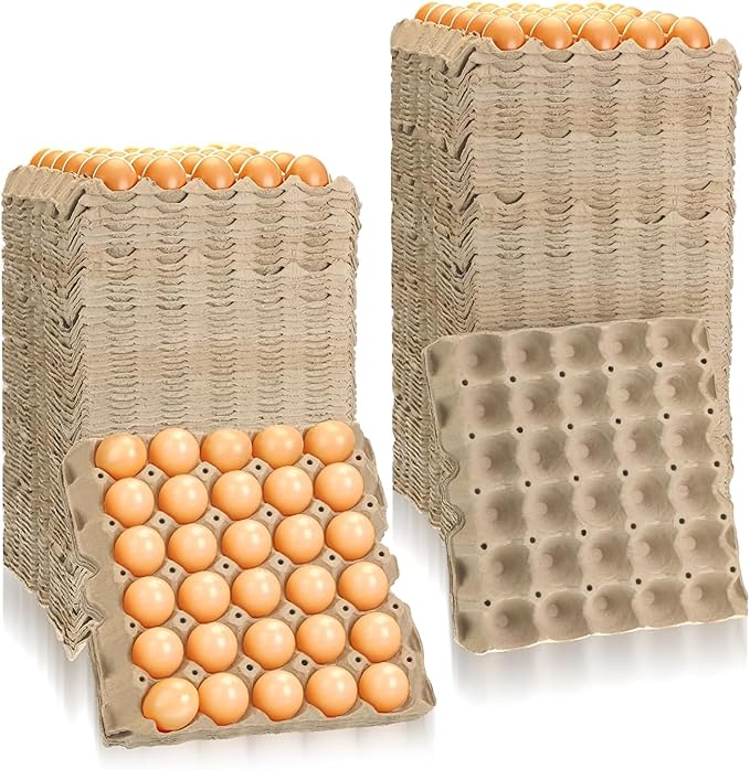 130 Pack Egg Cartons Crates Bulk - 30 Cell Pulp Fiber Egg Flats Reusable Stackable Cardboard Tray for Home Storing Packing Roach Colony Soundproofing