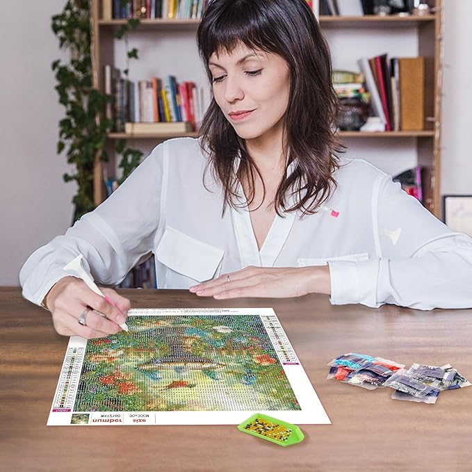 MAXBYE Garden Birds Diamonds Painting Kits for Adults, 5D DIY Diamond Art Kits for Beginners, Full Drill Diamonds Painting Kits for Home Wall Decor, Garden Fountains, 12x12 in