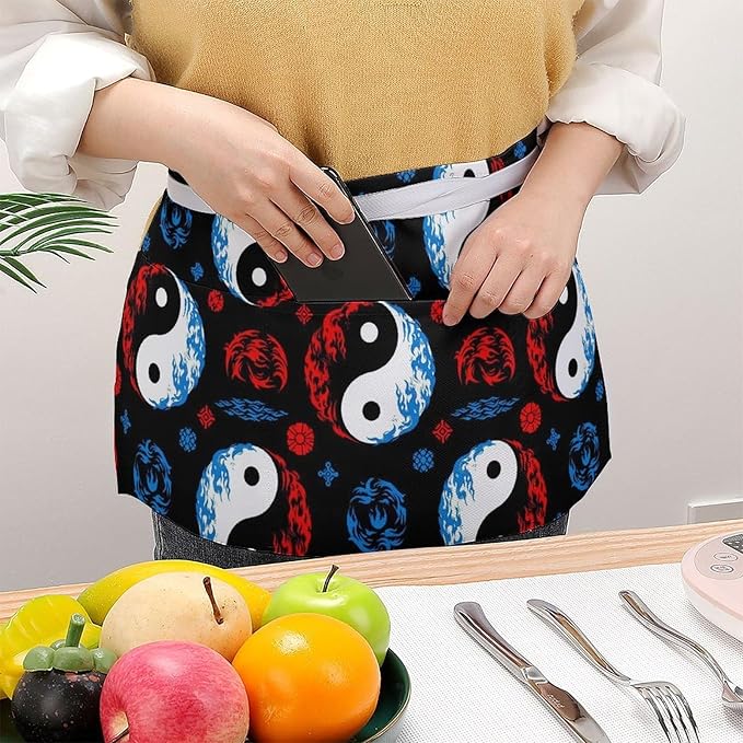 Unisex Half Waiter Waist Short Apron Waterproof Chef Works Waitress Aprons