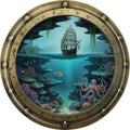 LMDDFZS Sailboat Octopus Metal Sign 8x8in Round Nautical Plaque for Beach House Wall Decor Marine Gift