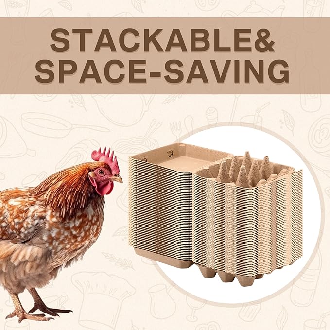 Honeydak 100 Pcs Egg Cartons Bulk 12 Count 3x4 Style Pulp Paper Egg Tray Dozen Reusable Container Holder Storage Box for Supermarkets Fresh Kitchen Vegetable Family Farm Markets