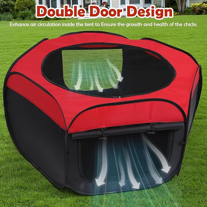 Chicken Brooder Box Double Door Playpen, Baby Chick Duck Quail Starter Kit, 15 Bird Capacity