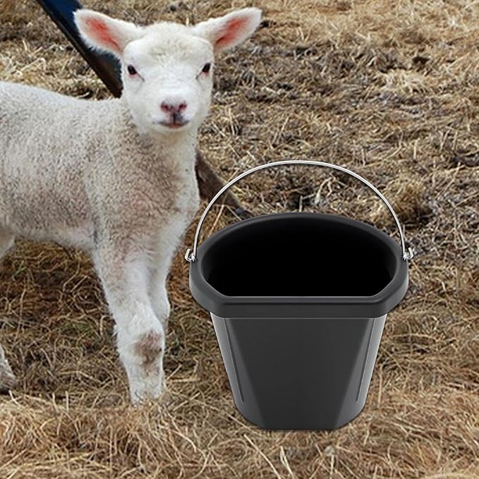 Horse Feed Bucket Water Bowl Multipurpose Storage Bin with Handle Utility Bucket Rubber Feeder for Outdoor Farm Pasture Ranch