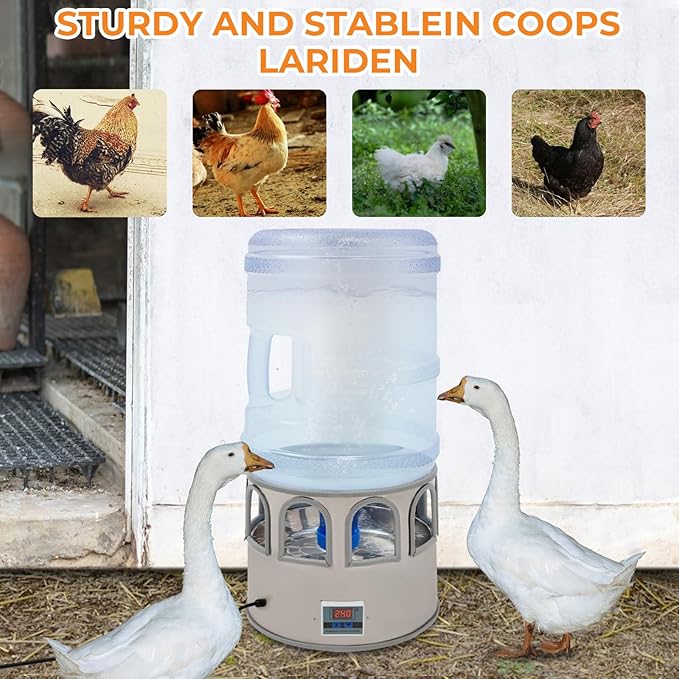 Heated Chicken Waterer 5 Gallon Chicken Waterer for Winter Temp Controlling for Chickens Heated Water Bowl for Chickens, Ducks, Pigeons Geese and Chicken Coop with Buckets