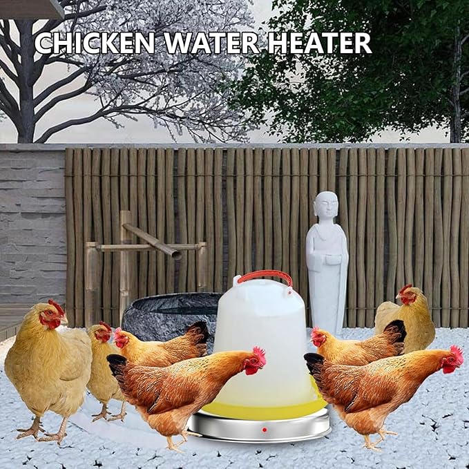 Chicken Water Heater, 35 Watt Metal Heated Base for Chicken Waterer 11.8 inch Poultry Drinker Heater, AC110V Voltage with Thermostat, Winter Poultry coop Water Heater Heating
