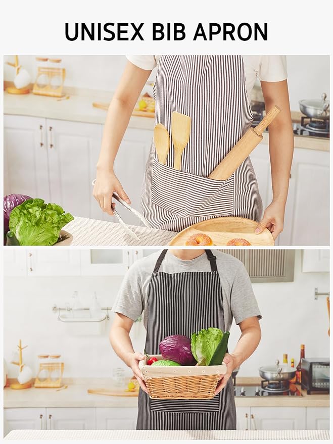 Syntus Adjustable Bib Apron with 2 Pockets Cooking Kitchen Aprons for Women Men Chef