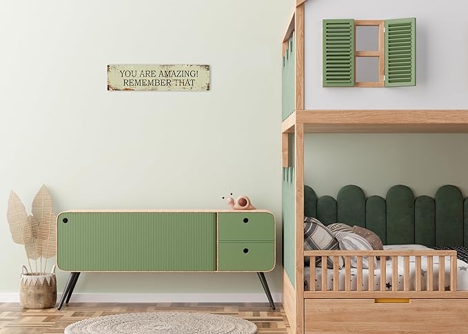 AWISZZZ Metal Sign Door Accessories Wall Decor Signs You Are Amazing Remember That Colorful Inspirational Quotes Motivational Front Saying For Classroom Bedroom Playroom Nursery Decor 4x16 In