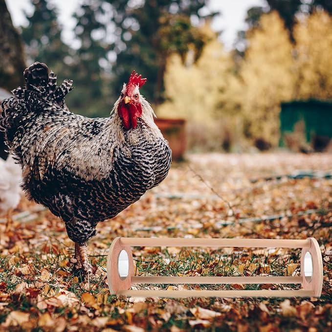 Wooden Chicken Perch Chick Roosting Bar Bird Stand Jungle Gym Chicken Toys with Mirror Poultry Accessories for Chick Parrot