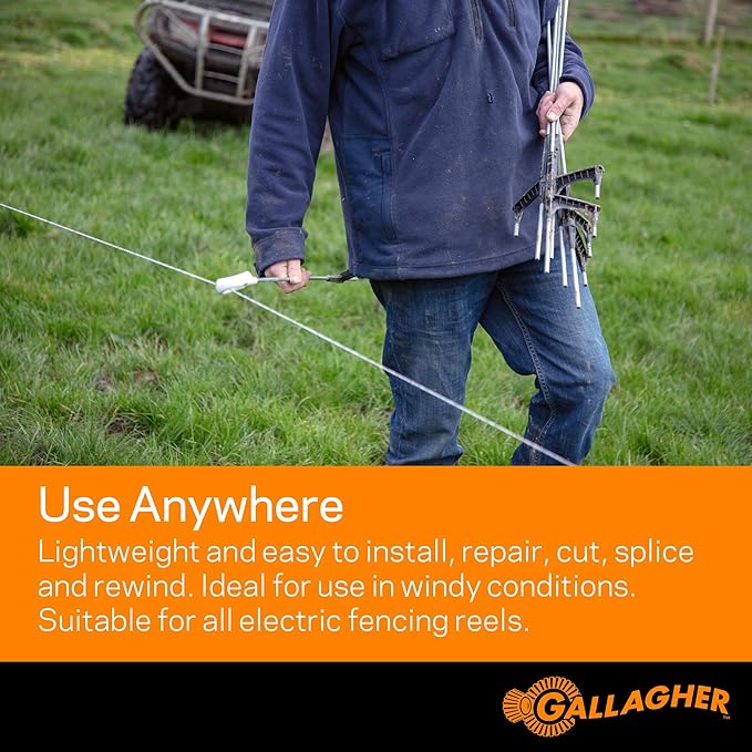 Gallagher S30 Solar Electric Fence Charger with 1,640 Ft Poly Wire | Complete Electric Fencing Kit for Livestock, Small Pastures, and Predator Control | Solar Powered Energizer with Bonus Polywire Rol
