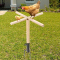 Chicken Perch Toys for Coop, Sturdy Chick Perch Stand Wooden with Metal Ground Plug Chicken Roosting Bar Backyard Playground Chicken Coop Toy Suitable for Poultry Chicks Bird Parrot