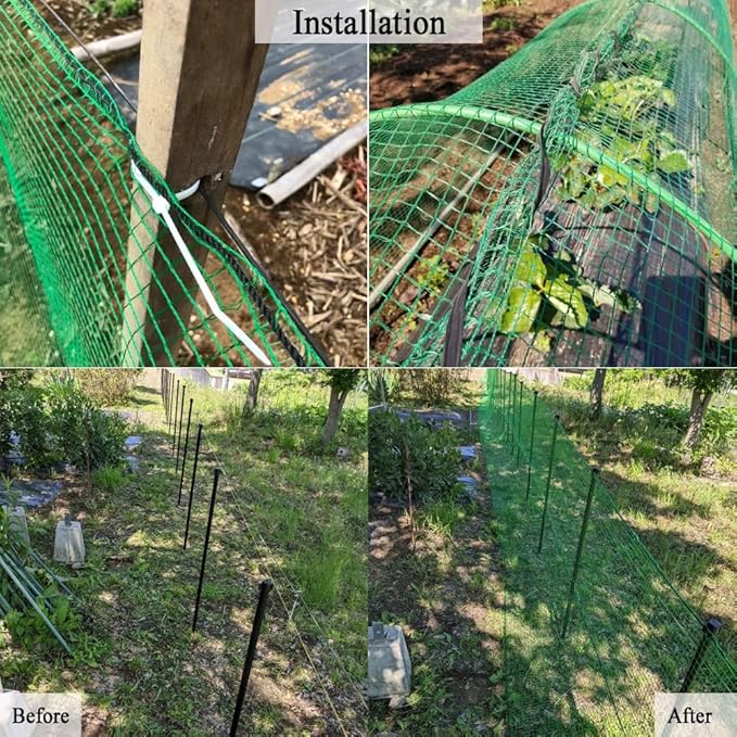 Plastic Garden Fence 5x65 FT Deer Fence Netting, Temporary Mesh Fencing Animal Barrier for Deer, Chicken, Poultry, Pet, Wildlife, Garden Bird Netting for Plant Fruit Tree Vegetable Protection